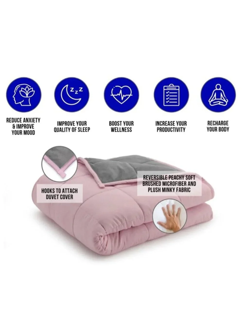 Ella Jayne Home 20lb Reversible Weighted Blanket Grey Microfiber Pink 48
